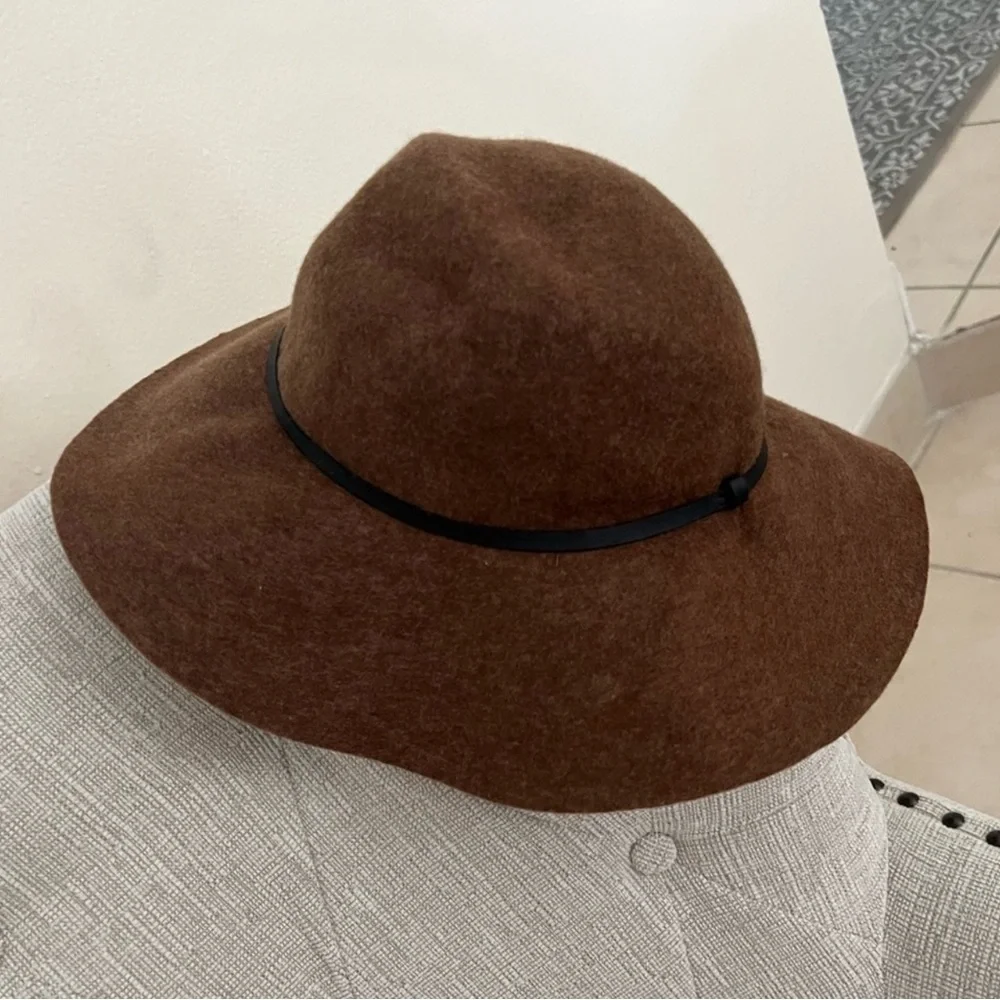 WOMEN WIDE BRIM WOOL CAMEL FLOPPY HAT